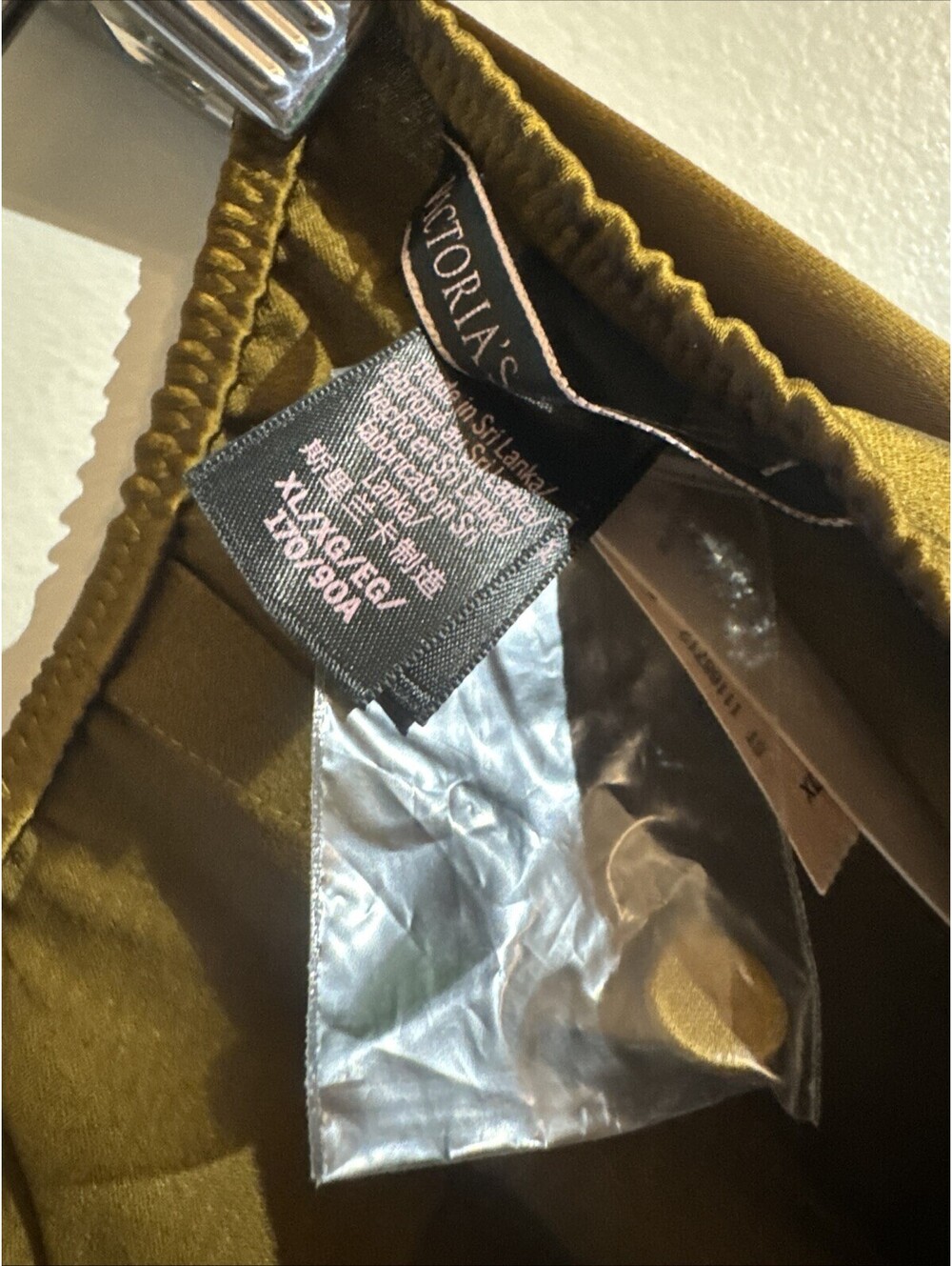 Victoria’s Secret Satin Gold Bronze Midi Slip Skirt Black Lace Button Trim X - Picture 7 of 12